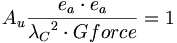 A_u\frac{e_a\cdot e_a}{{\lambda_C}^2\cdot Gforce}=1